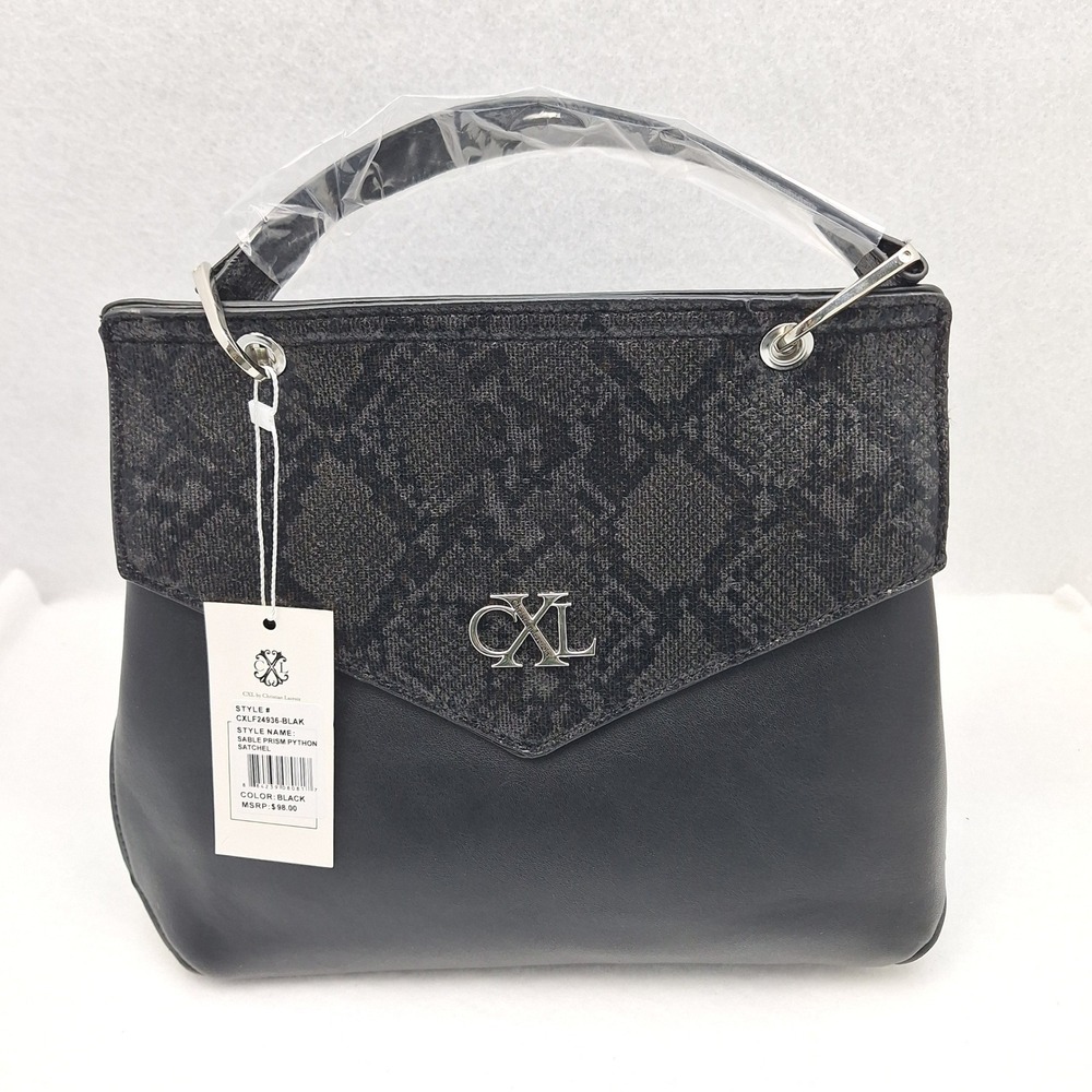 Christian Lacroix Satchel Large Black Python Sable Prism Handbag Elegant